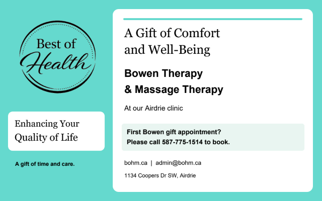 Best of Health clinic gift certificate for Bowen Therapy and Massage Therapy